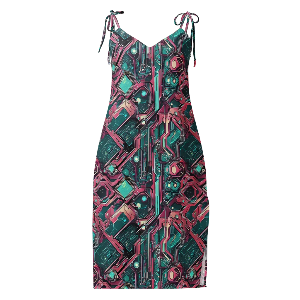 Magenta Mainframe on Slip Dress — Front