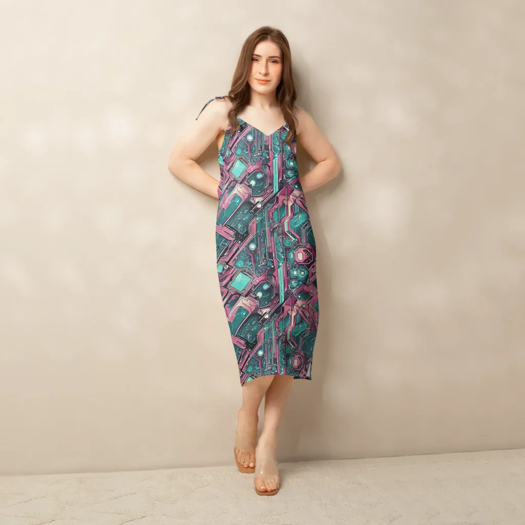 Magenta Mainframe on Slip Dress — Front