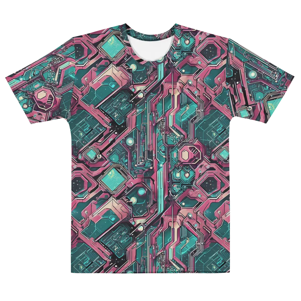 Magenta Mainframe on Men's Cotton Crew Neck T-Shirt — Front
