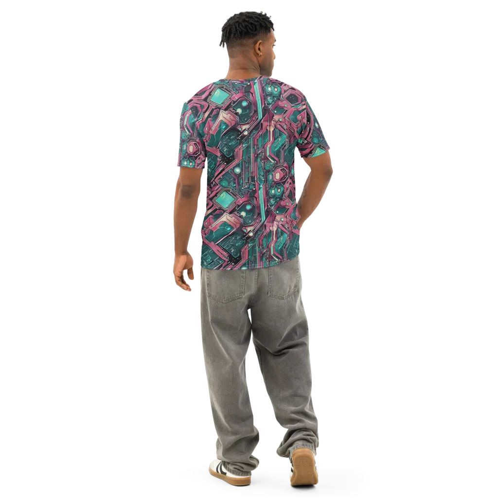 Magenta Mainframe on Men's Cotton Crew Neck T-Shirt — Back