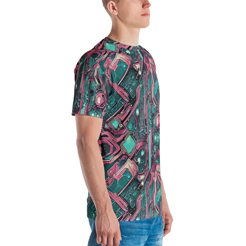 Magenta Mainframe on Men's Crew Neck T-Shirt — Right