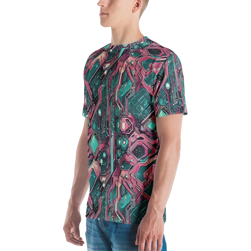 Magenta Mainframe on Men's Crew Neck T-Shirt — Left