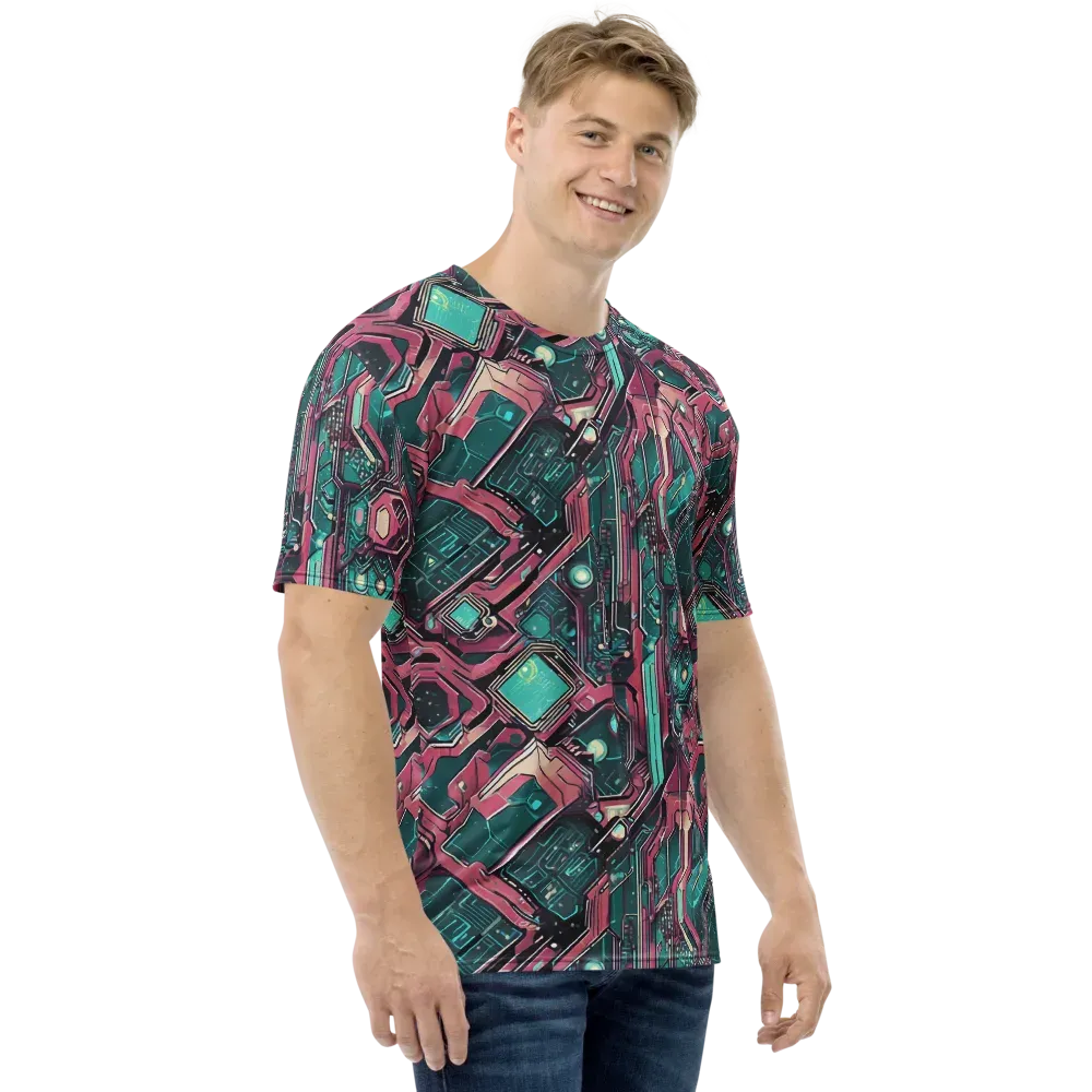Magenta Mainframe on Men's Crew Neck T-Shirt — Right