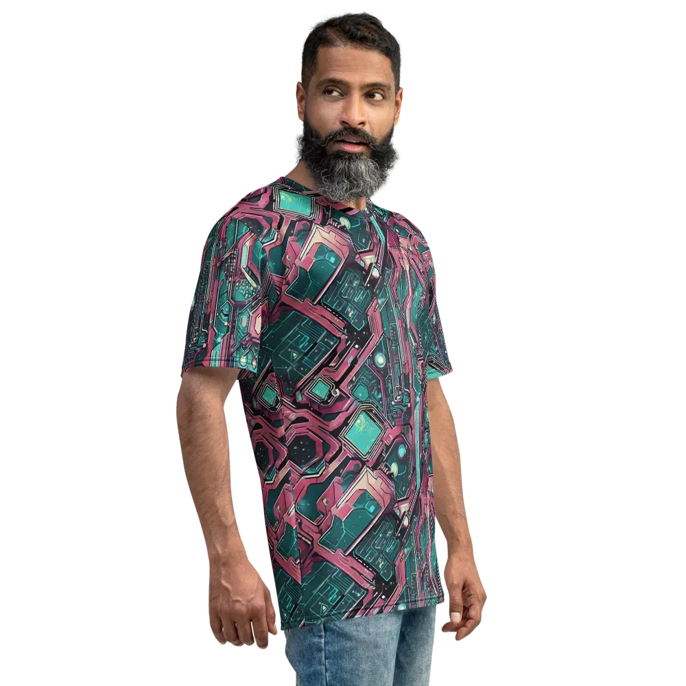 Magenta Mainframe on Men's Crew Neck T-Shirt — Right