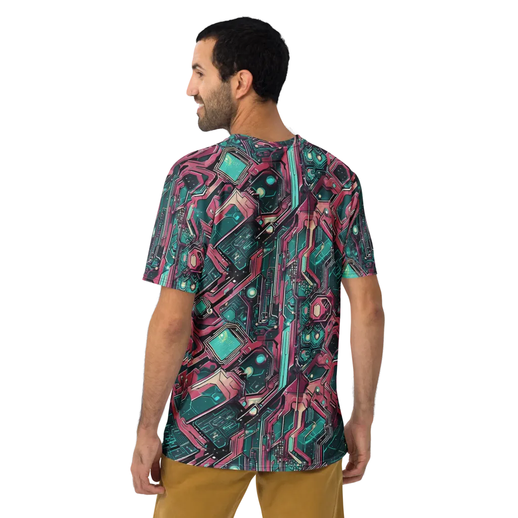 Magenta Mainframe on Men's Crew Neck T-Shirt — Back