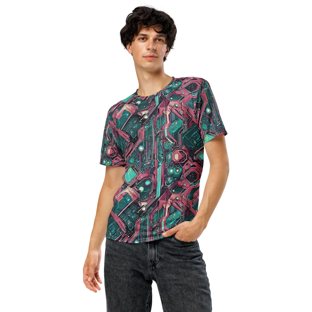 Magenta Mainframe on Men's Crew Neck T-Shirt — Front