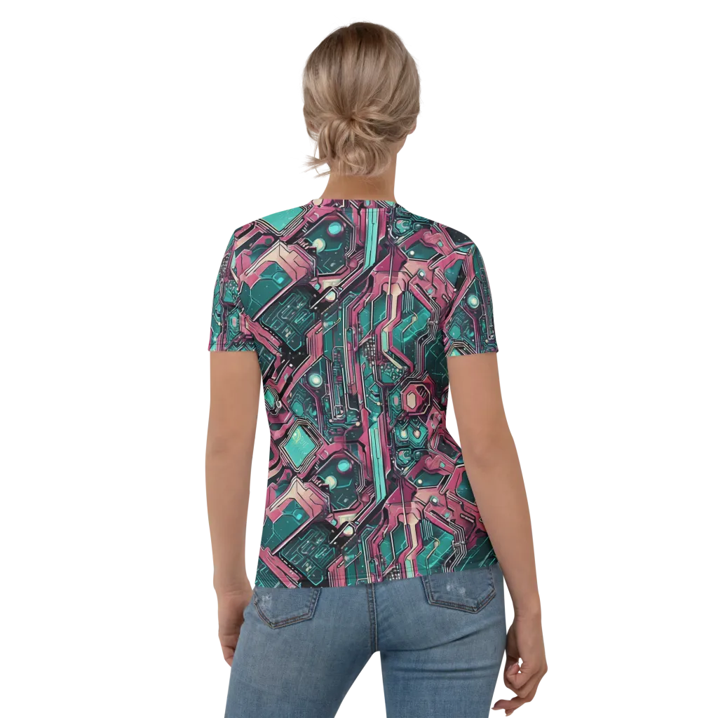 Magenta Mainframe on Women's Crew Neck T-Shirt — Back
