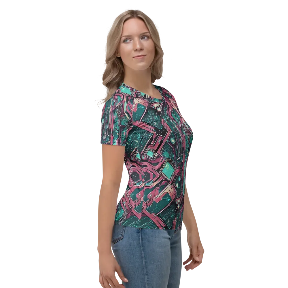Magenta Mainframe on Women's Crew Neck T-Shirt — Right