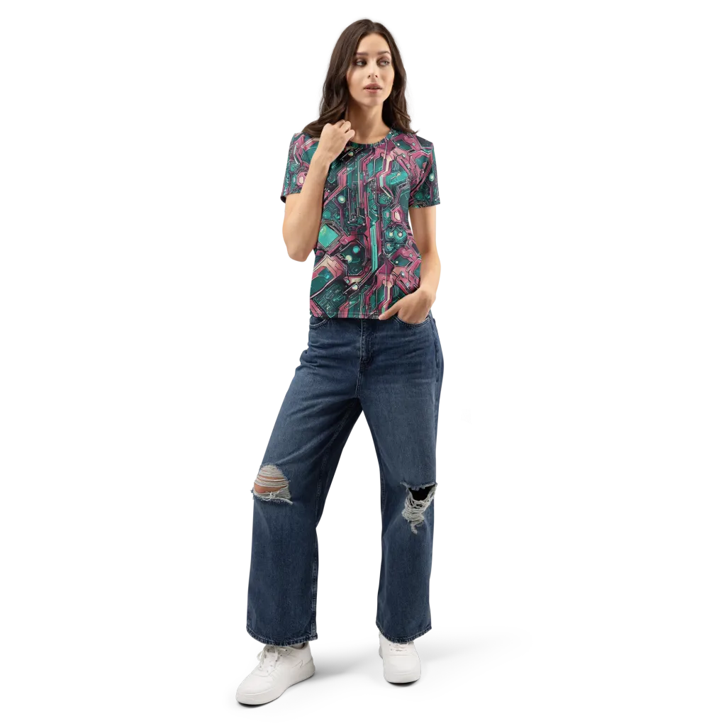 Magenta Mainframe on Women's Crew Neck T-Shirt — Front
