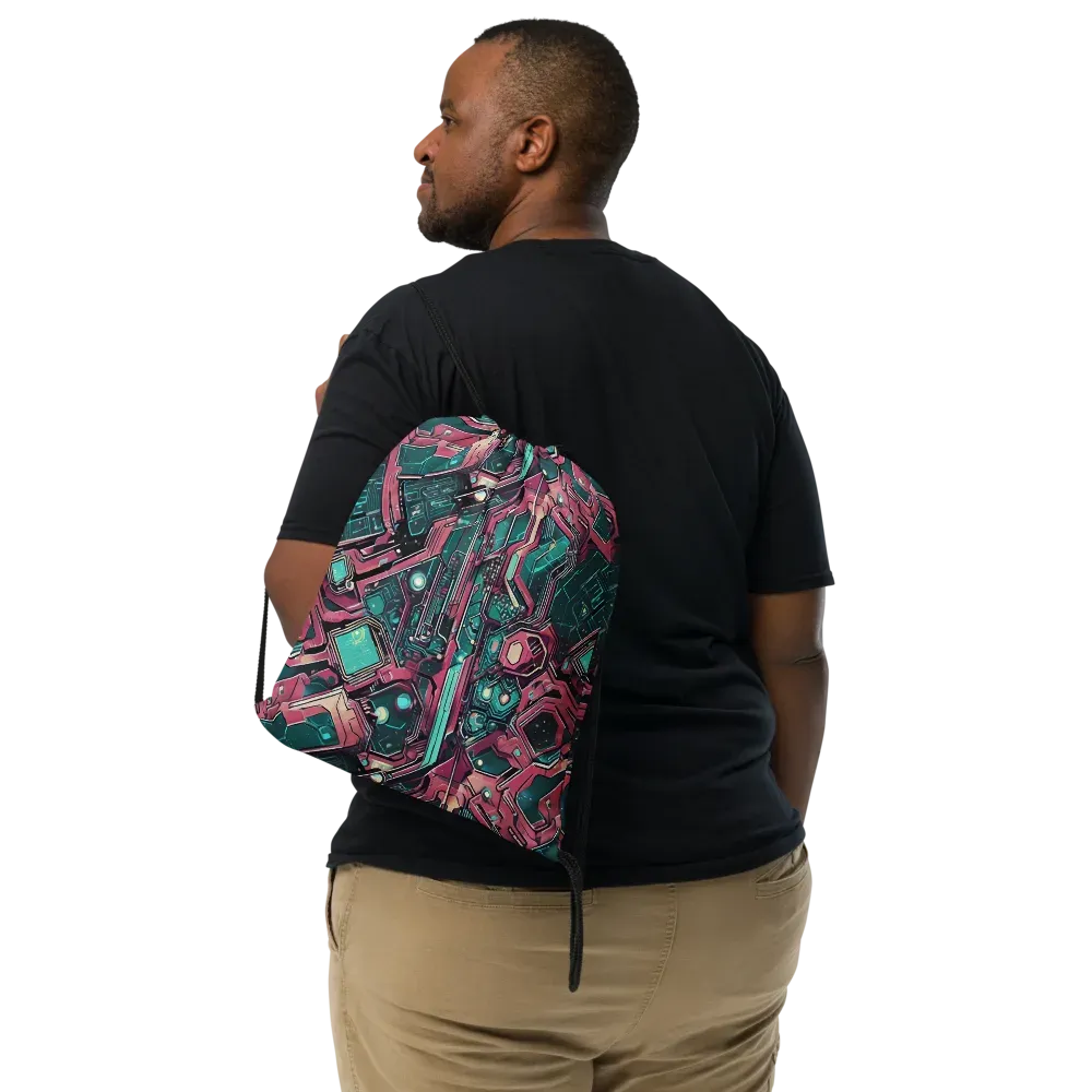 Magenta Mainframe on Drawstring Bag — Front