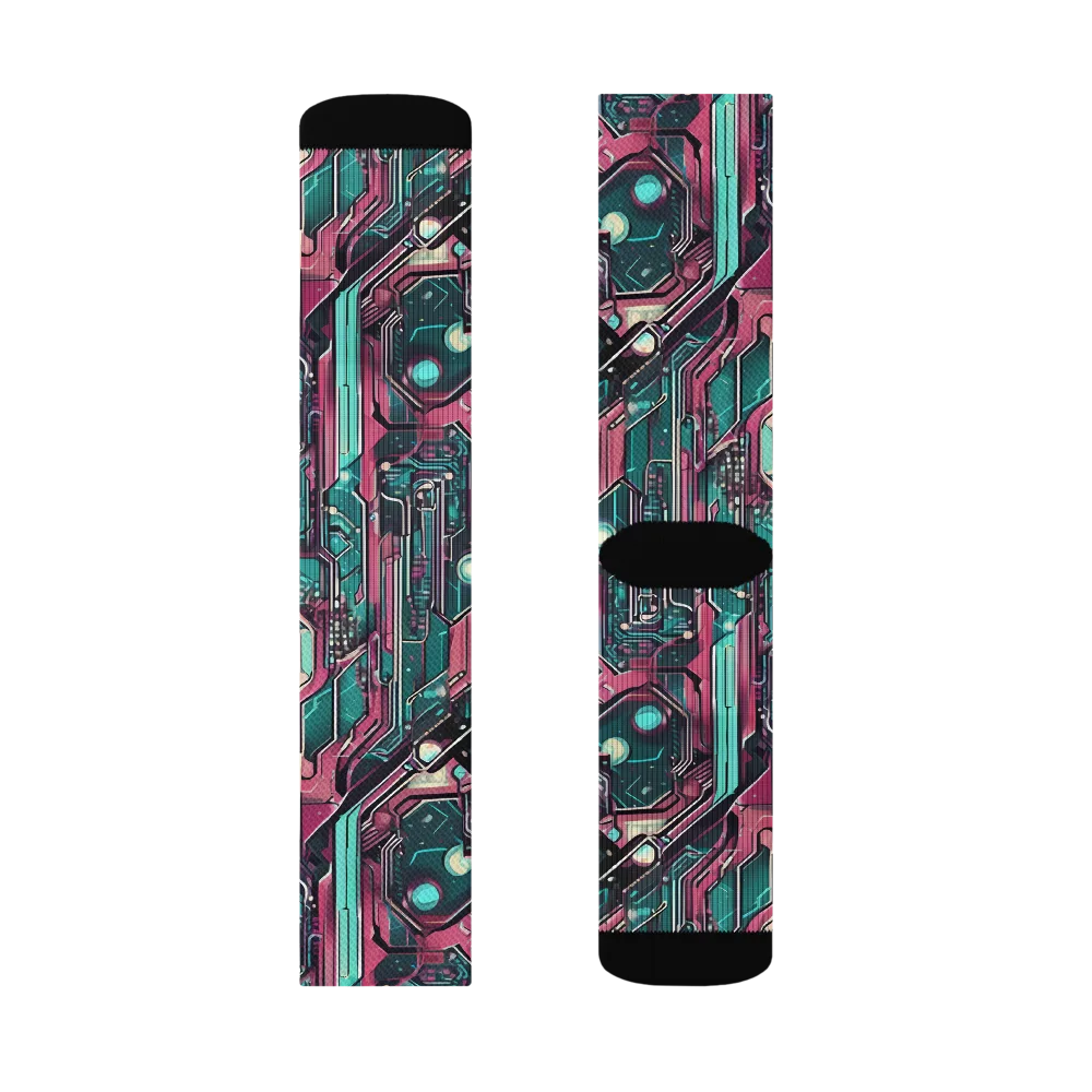 Magenta Mainframe on Socks — Right Sock