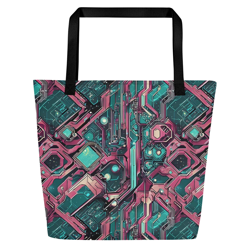 Magenta Mainframe on Large Tote Bag W/ Pocket — Front