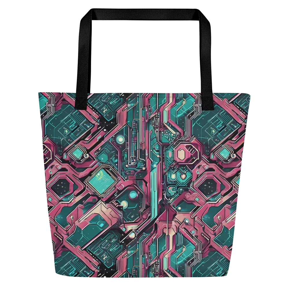Magenta Mainframe on Large Tote Bag W/ Pocket — Front