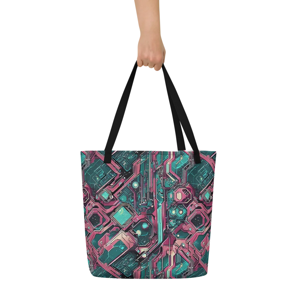 Magenta Mainframe on Large Tote Bag W/ Pocket — Front