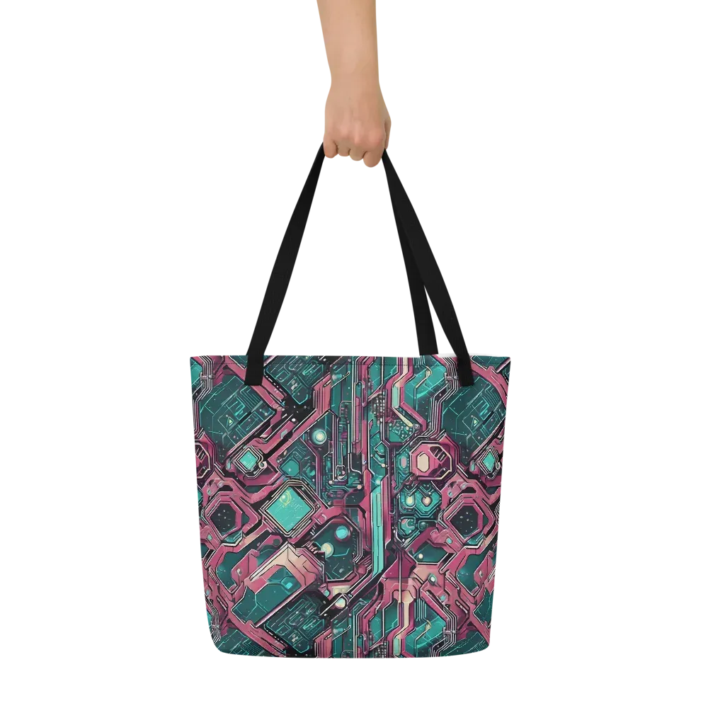 Magenta Mainframe on Large Tote Bag W/ Pocket — Front