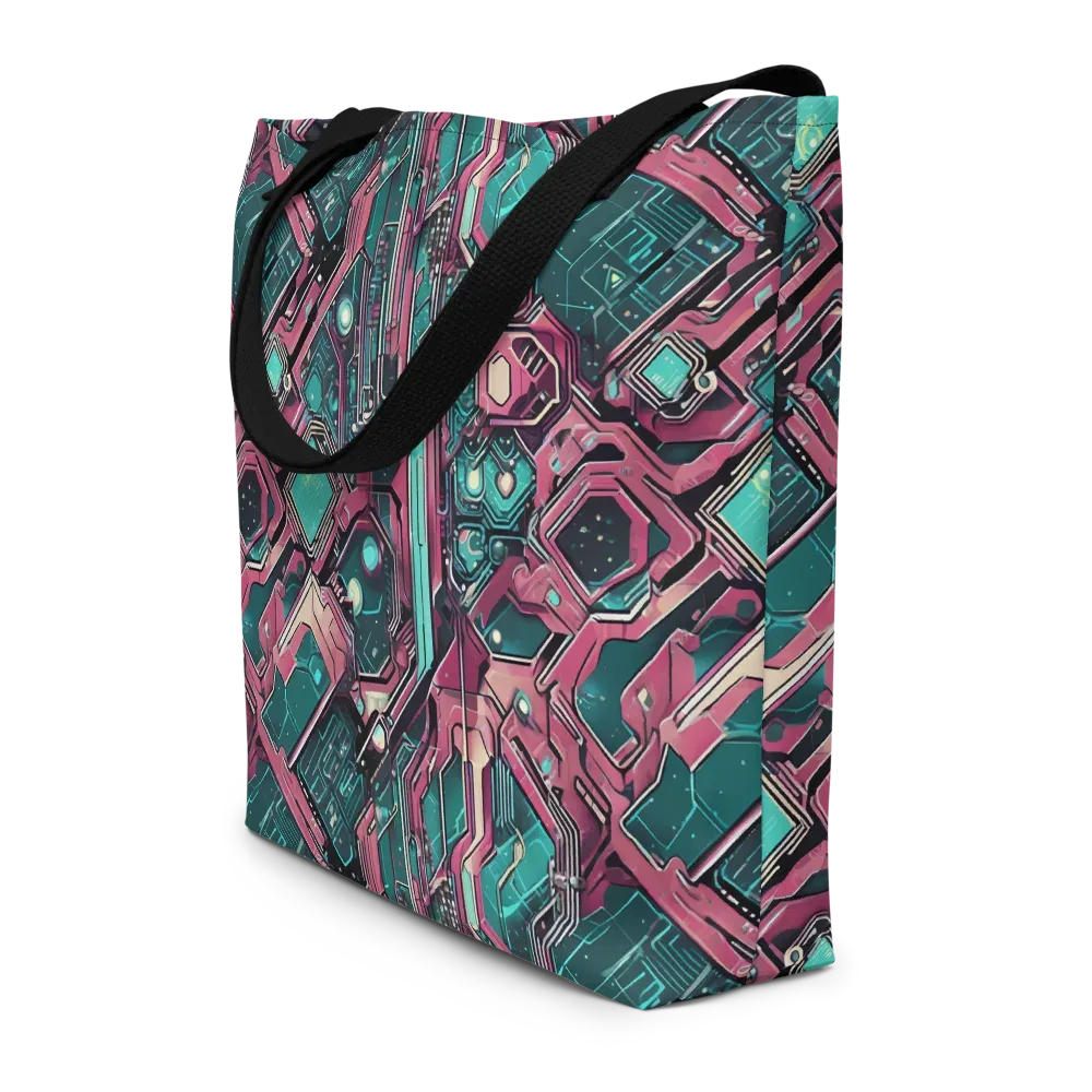 Magenta Mainframe on Large Tote Bag W/ Pocket — Front