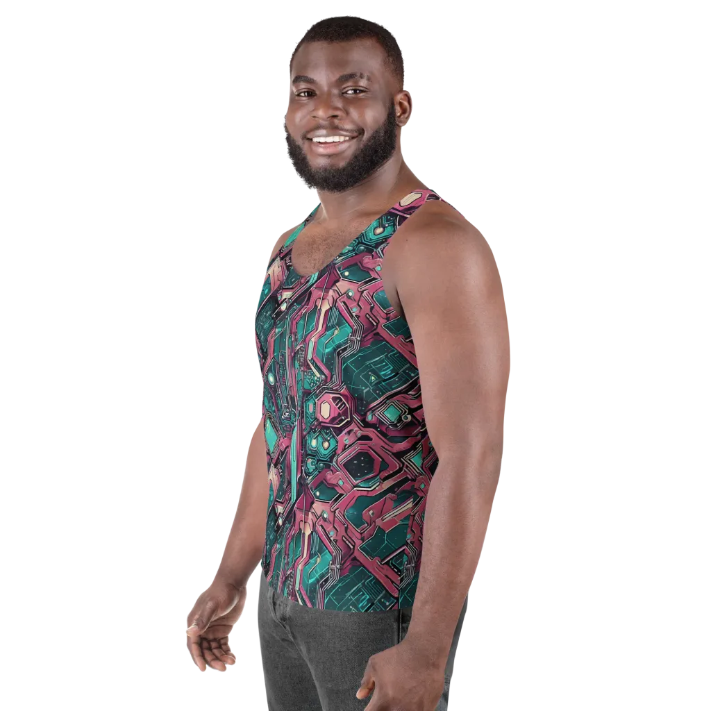 Magenta Mainframe on Men's Tank Top — Left Front