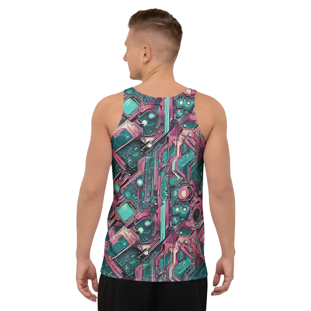 Magenta Mainframe on Men's Tank Top — Back