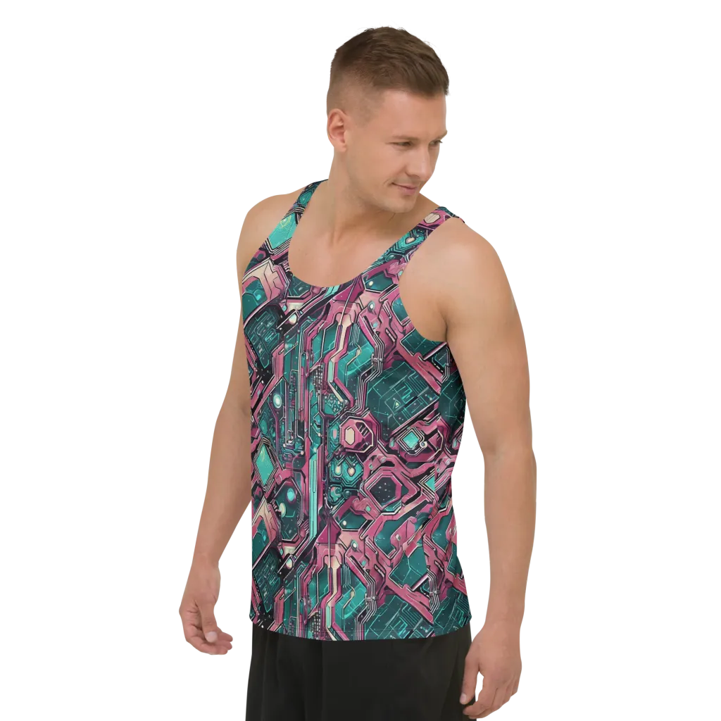 Magenta Mainframe on Men's Tank Top — Left Front