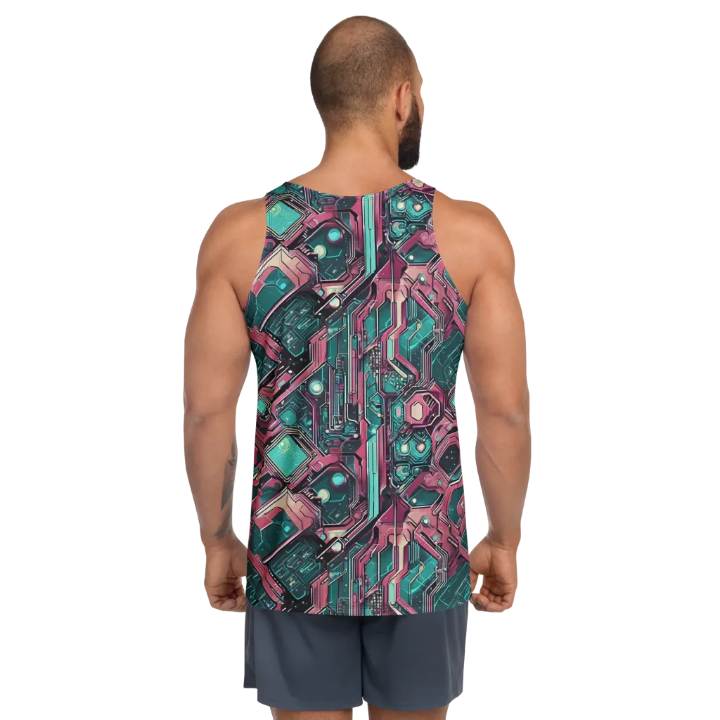 Magenta Mainframe on Men's Tank Top — Back