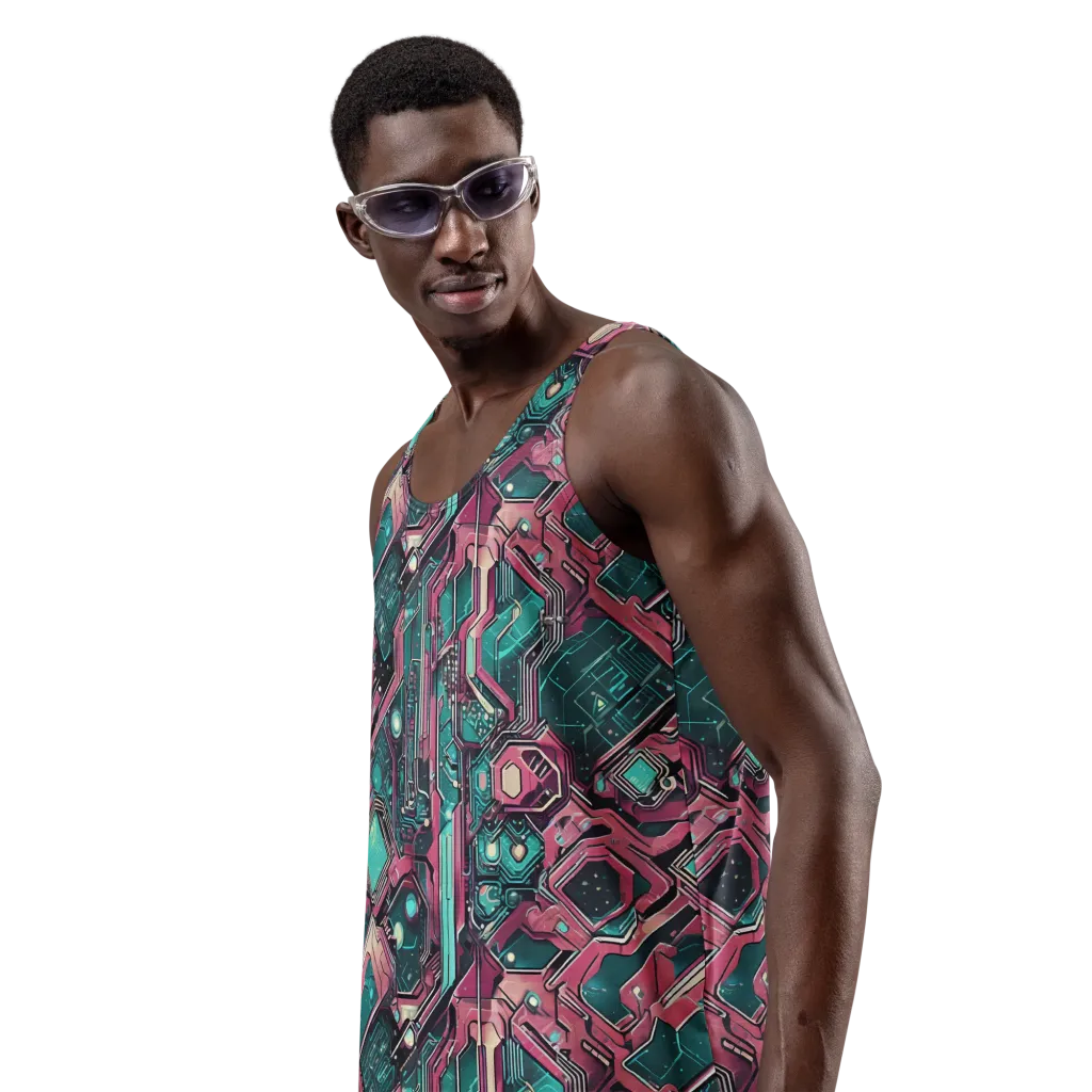 Magenta Mainframe on Men's Tank Top — Left