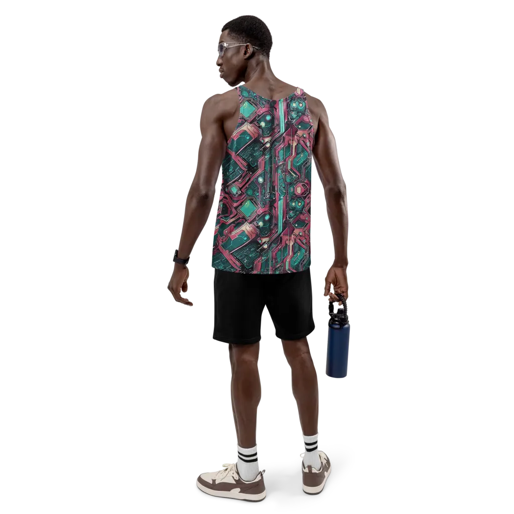 Magenta Mainframe on Men's Tank Top — Back