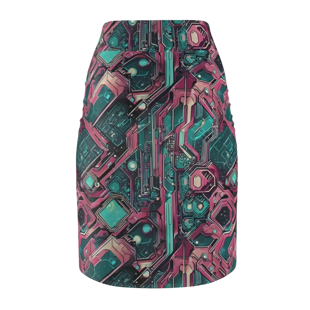 Magenta Mainframe on Pencil Skirt — Back