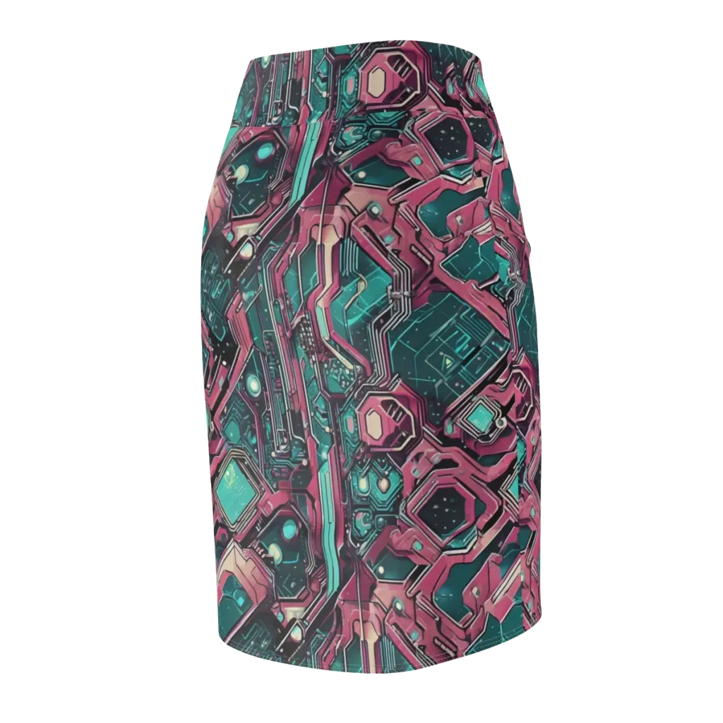 Magenta Mainframe on Pencil Skirt — Back Side