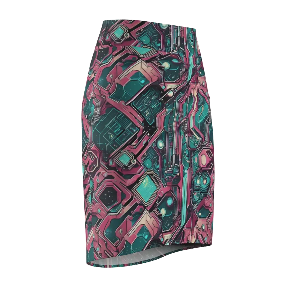 Magenta Mainframe on Pencil Skirt — Front Side