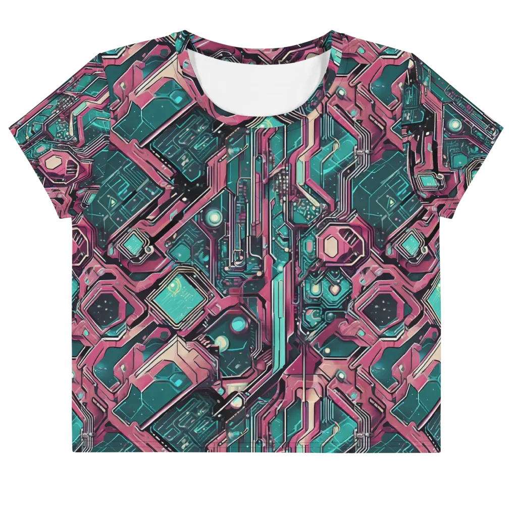 Magenta Mainframe on Crop Tee — Front