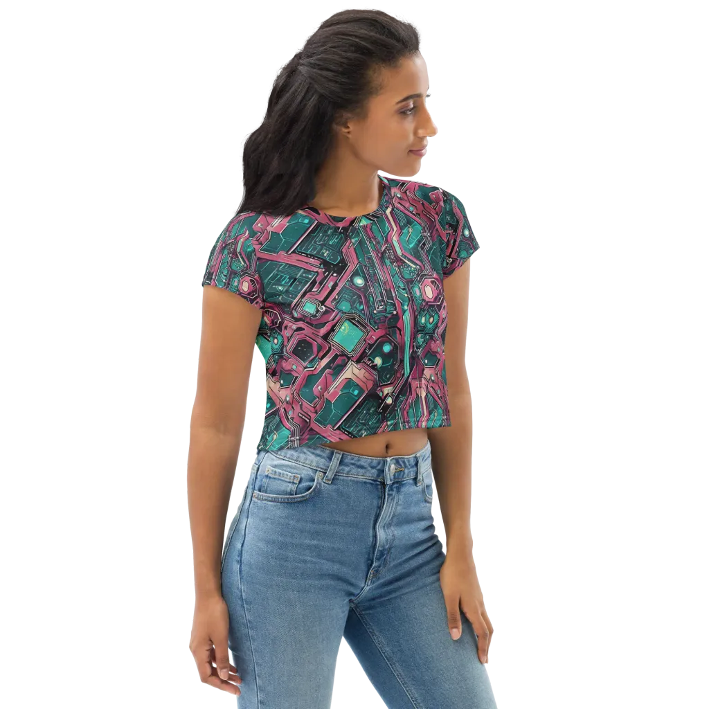Magenta Mainframe on Crop Tee — Right Front