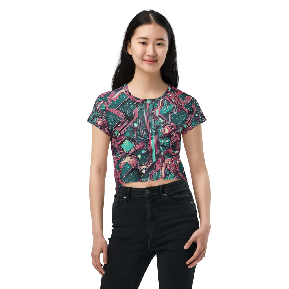 Magenta Mainframe on Crop Tee — Front
