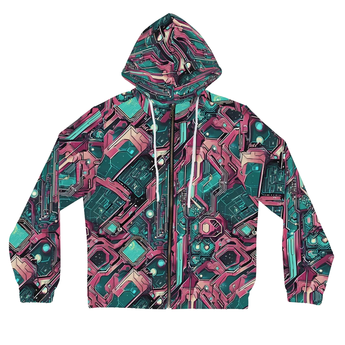 Magenta Mainframe on Women's Full-Zip Hoodie — Front