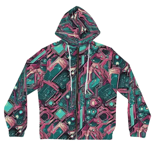 Magenta Mainframe on a Women's Full-Zip Hoodie