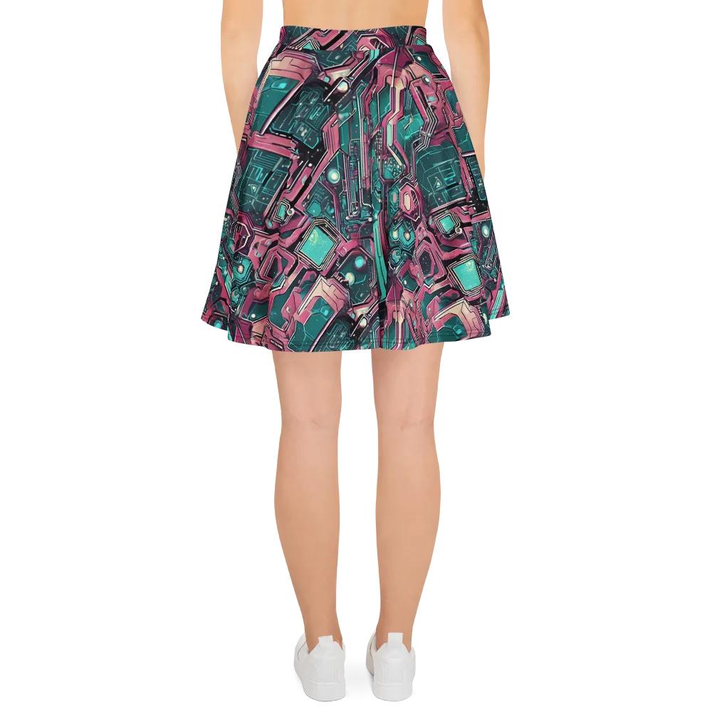Magenta Mainframe on Skater Skirt — Back
