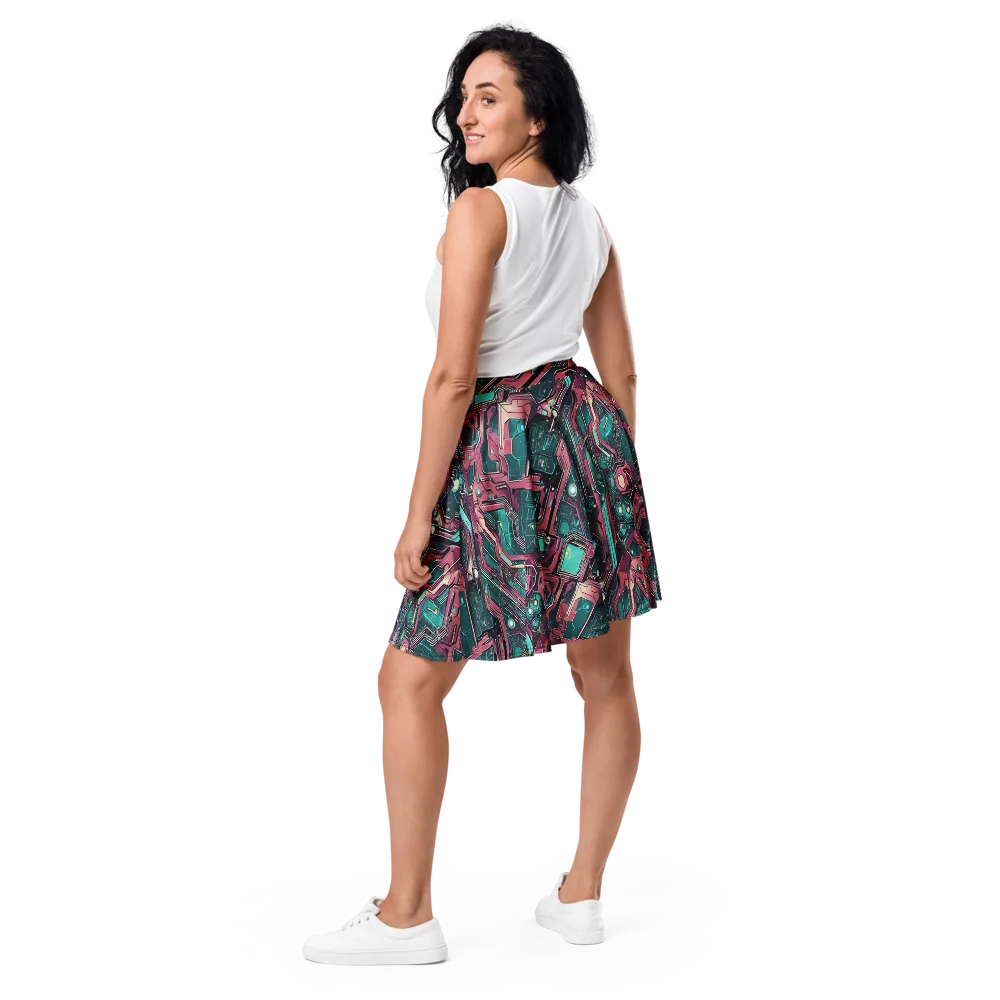 Magenta Mainframe on Skater Skirt — Back