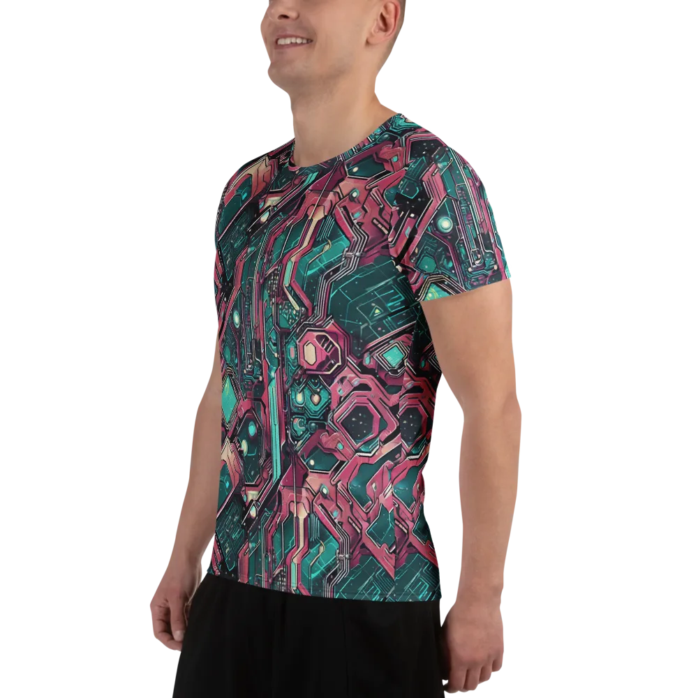 Magenta Mainframe on Men's Athletic T-Shirt — Left