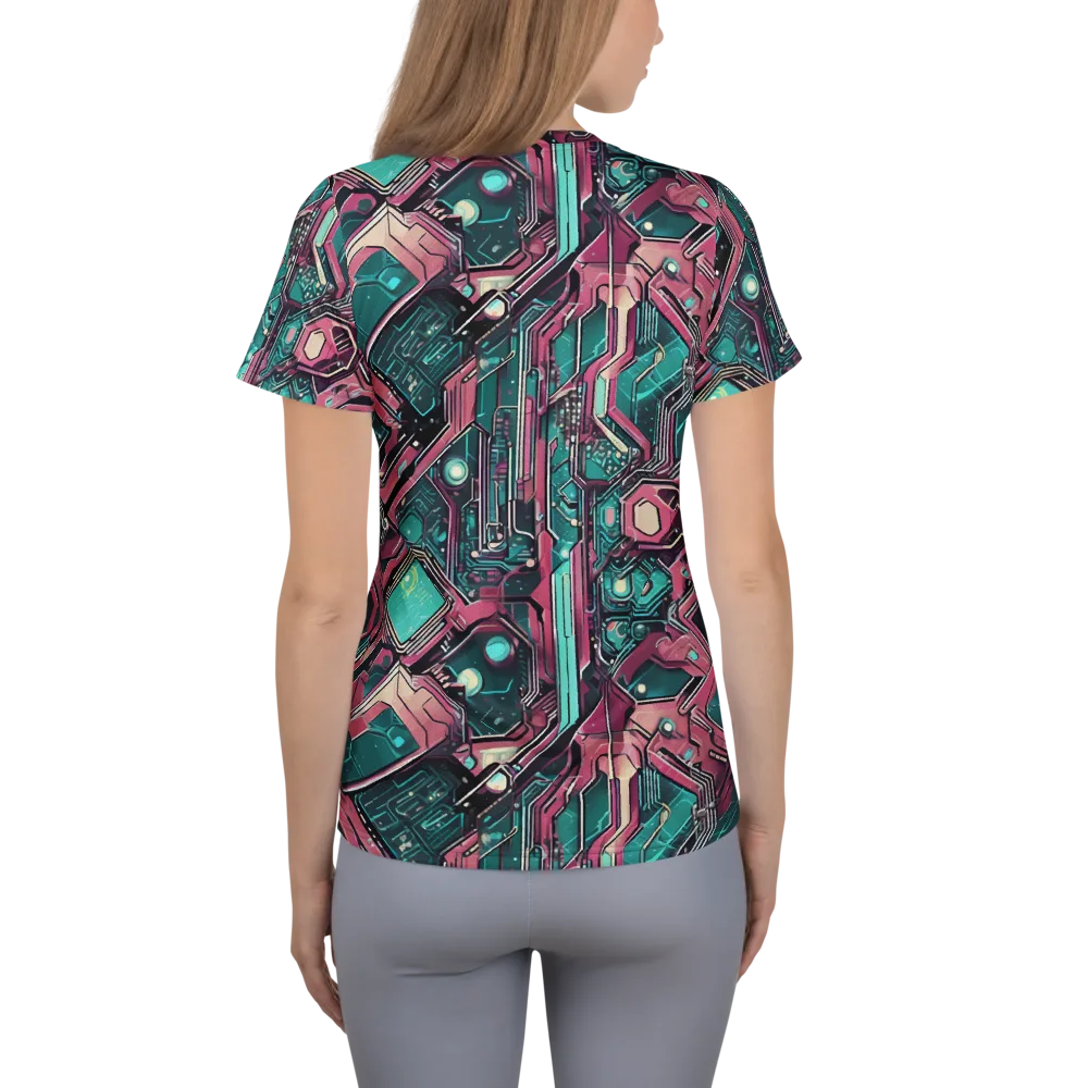 Magenta Mainframe on Women's Athletic T-Shirt — Back
