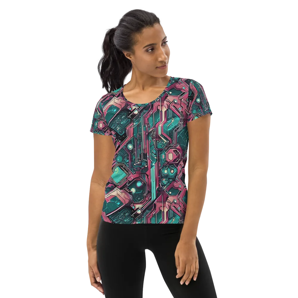 Magenta Mainframe on Women's Athletic T-Shirt — Front