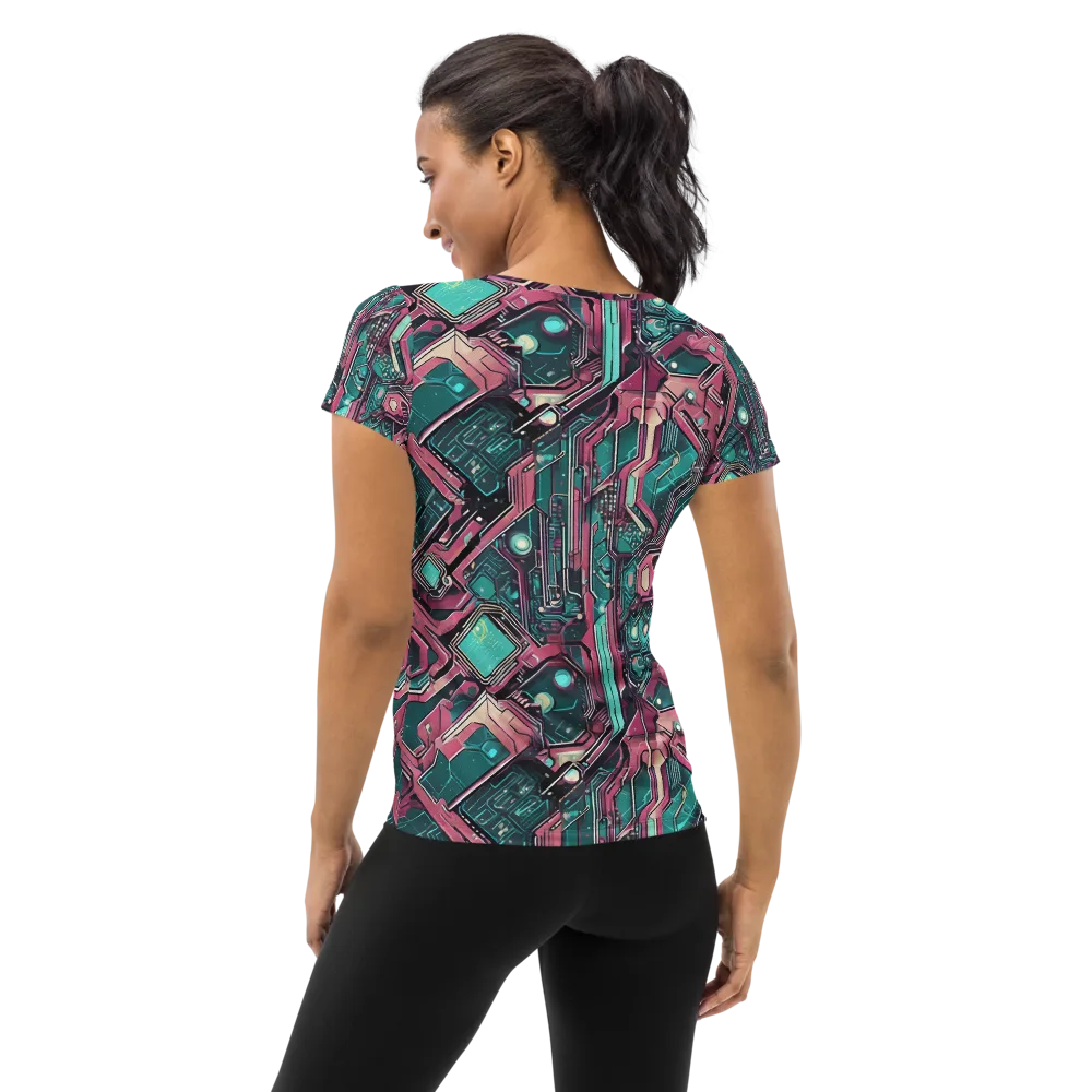 Magenta Mainframe on Women's Athletic T-Shirt — Back