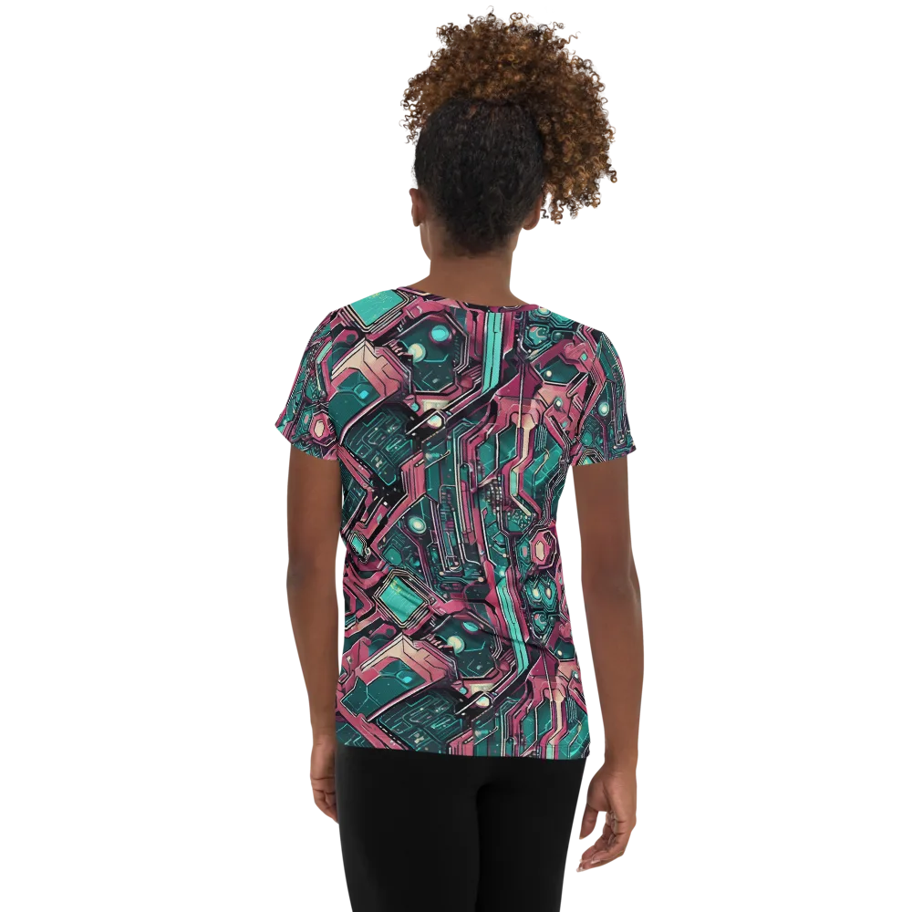 Magenta Mainframe on Women's Athletic T-Shirt — Back
