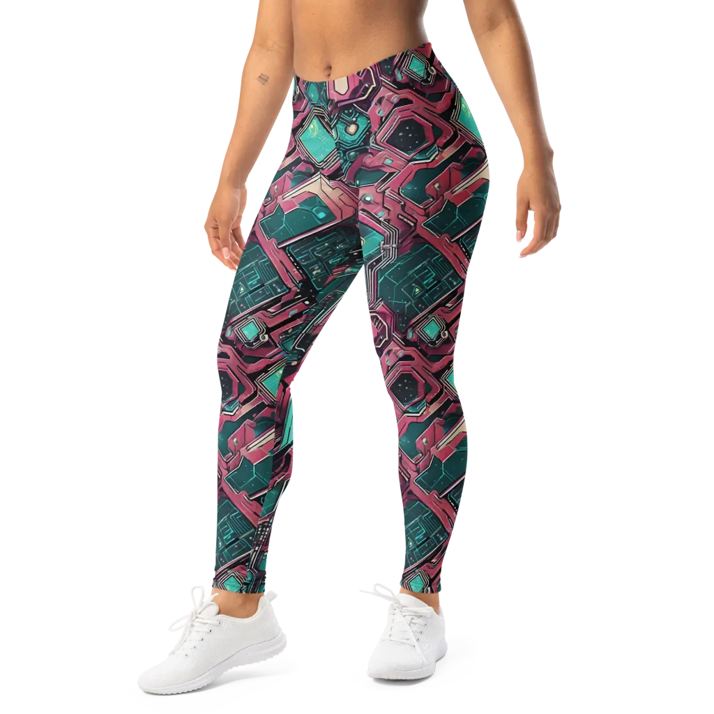 Magenta Mainframe on Leggings — Left Front
