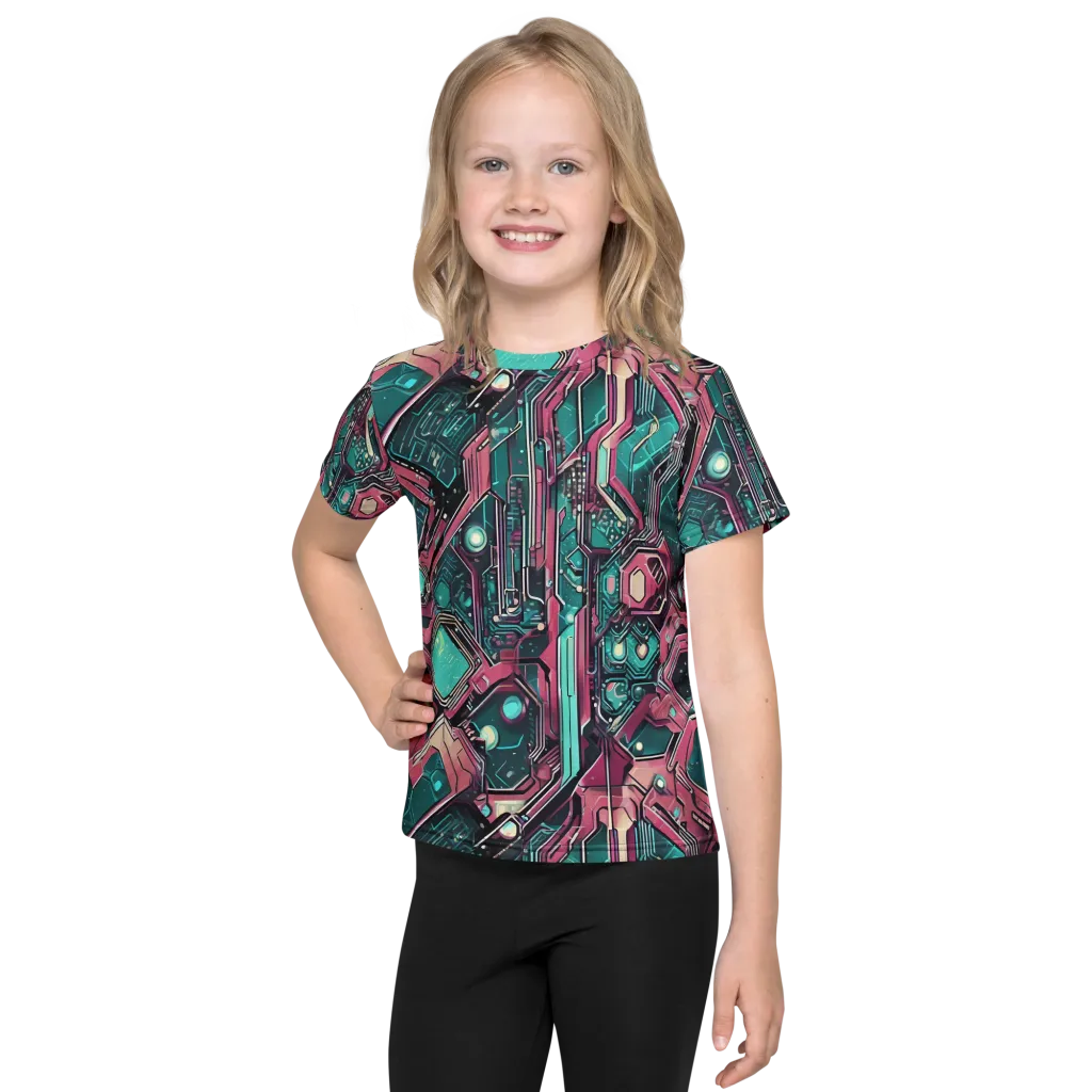 Magenta Mainframe on Kids Crew Neck T-Shirt — Front