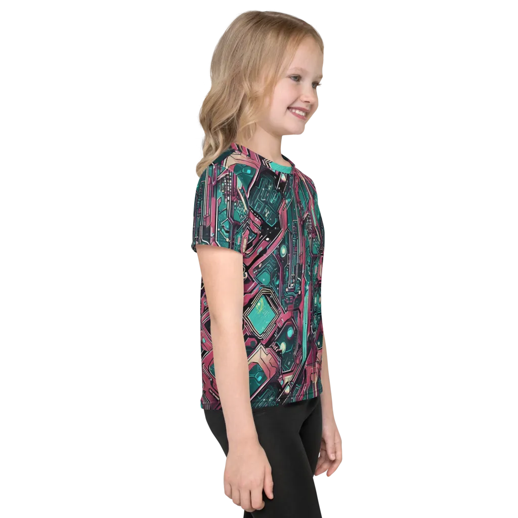 Magenta Mainframe on Kids Crew Neck T-Shirt — Right