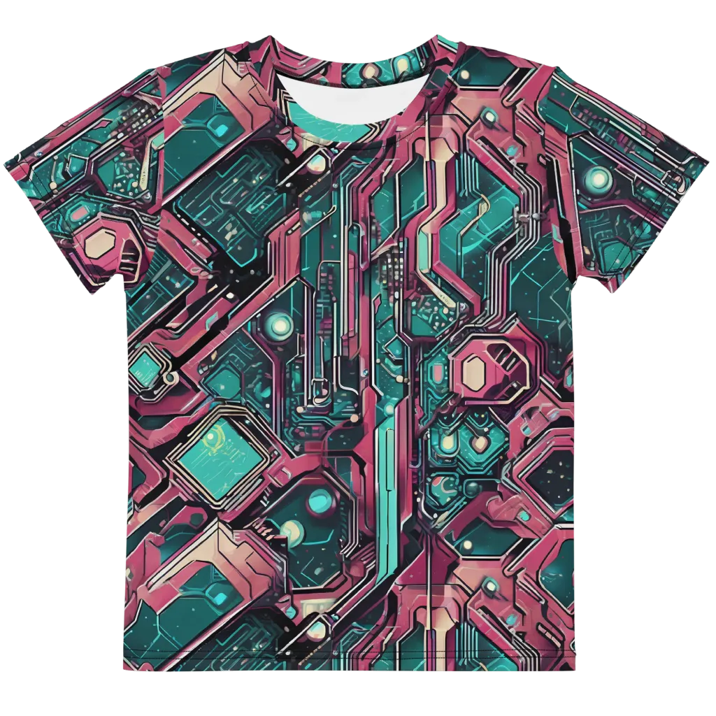 Magenta Mainframe on Kids Crew Neck T-Shirt — Front