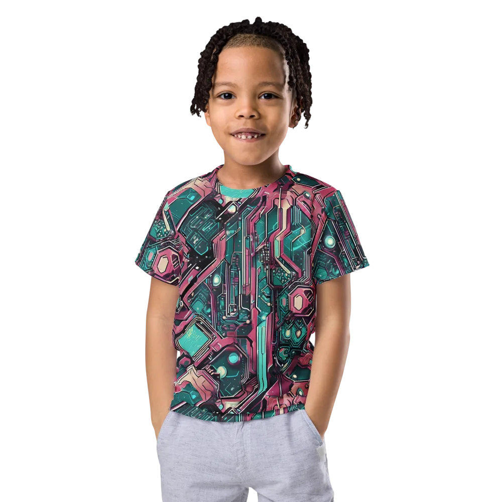 Magenta Mainframe on Kids Crew Neck T-Shirt — Front