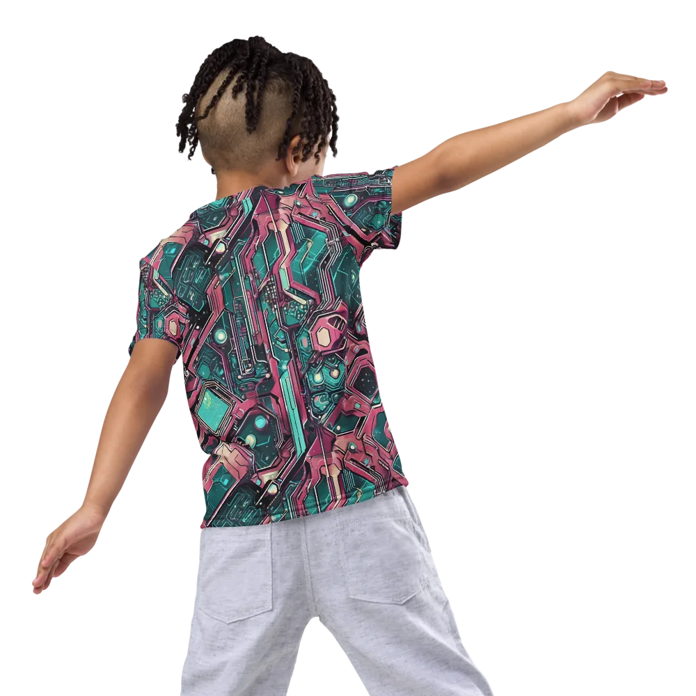Magenta Mainframe on Kids Crew Neck T-Shirt — Back