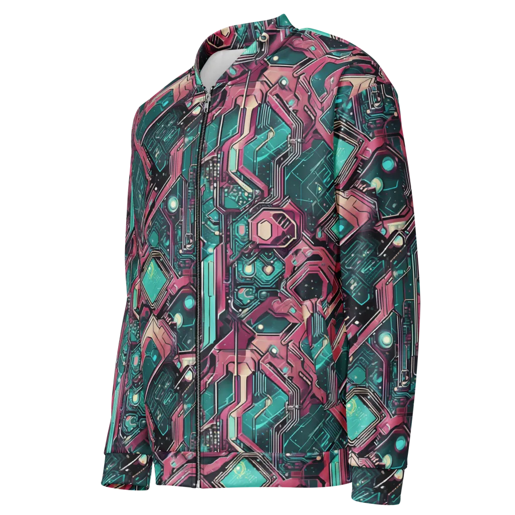Magenta Mainframe on Bomber Jacket — Left Front