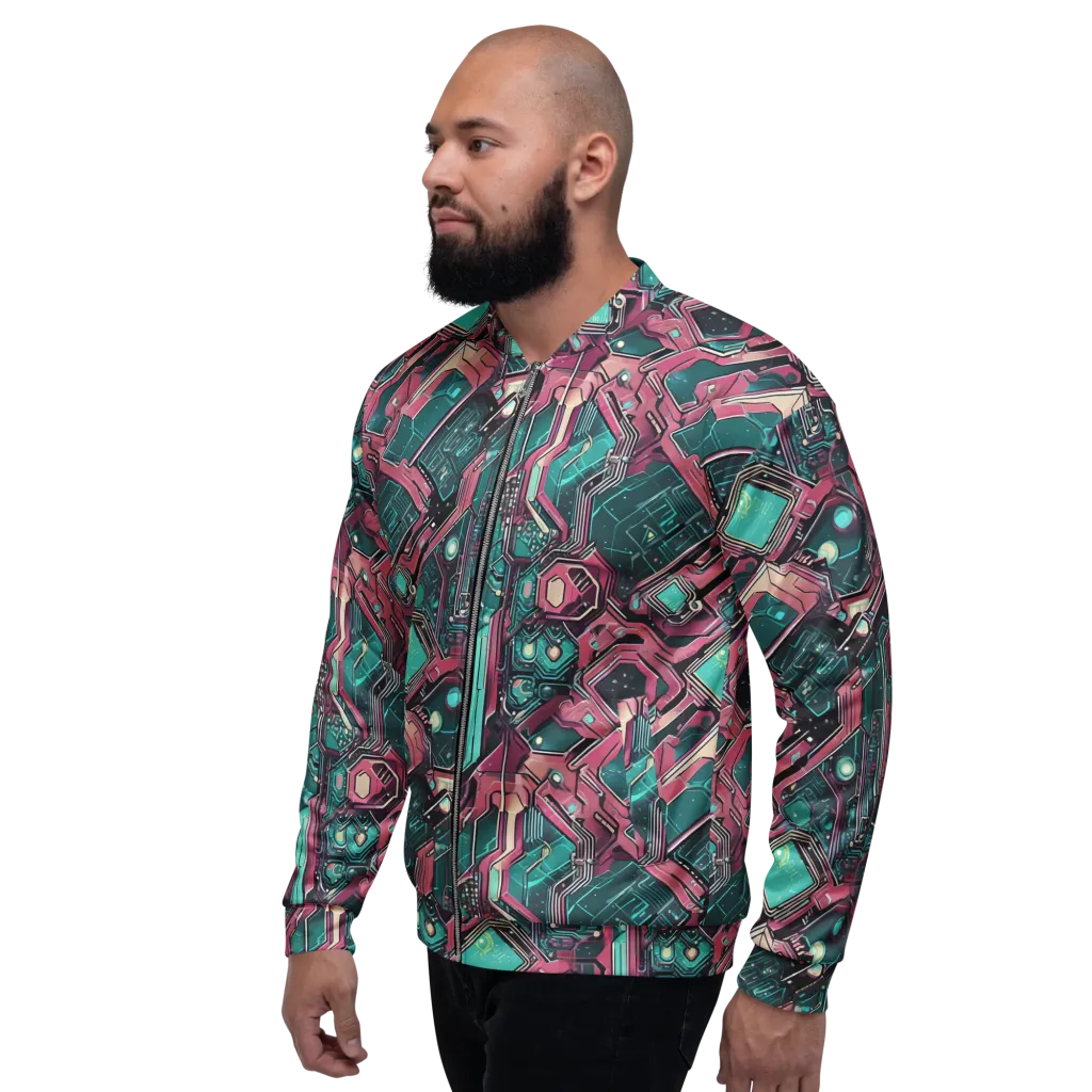 Magenta Mainframe on Bomber Jacket — Left