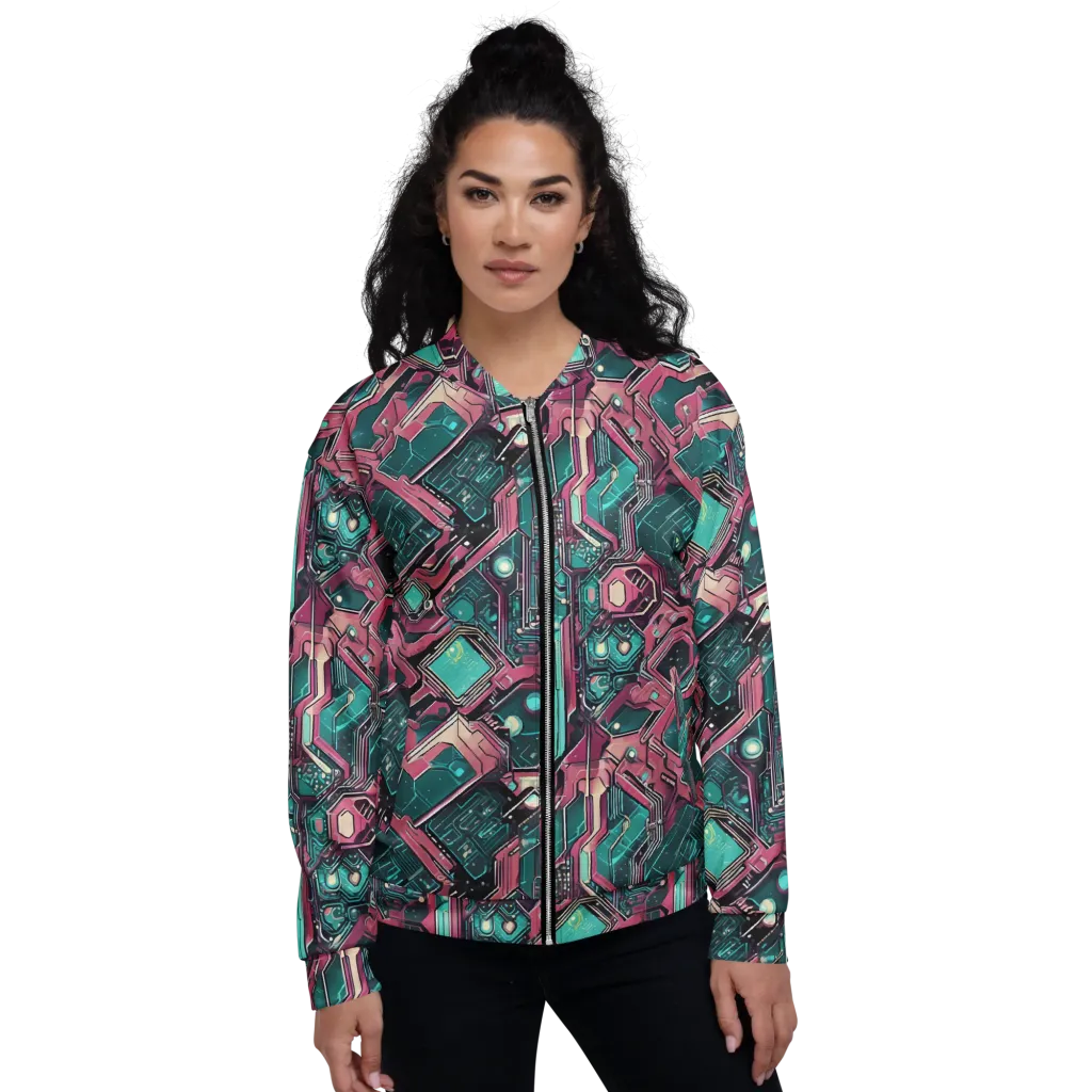 Magenta Mainframe on Bomber Jacket — Front